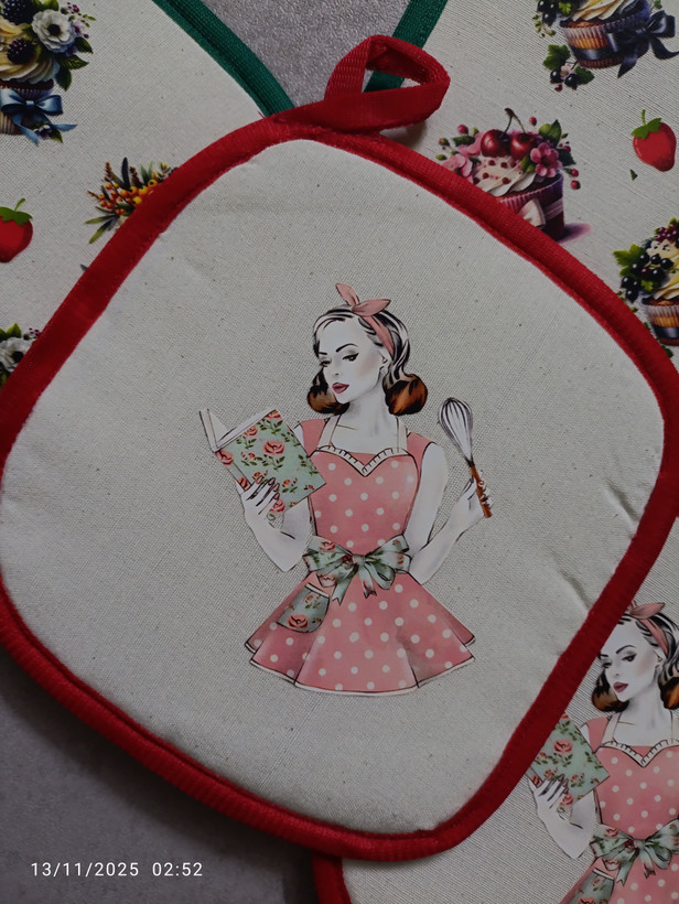 پارچه متقال گرم بالا طرح دختر اشپز